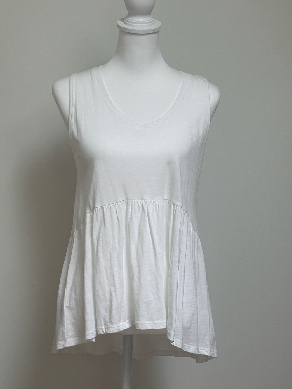 100% COTTON White Sleeveless Peplum TUNIC Tank Top